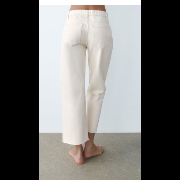 Zara denim straight wide leg crop white jean - Picture 5 of 6